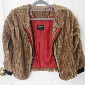 stussy faux fur cropped jacket (NWT)